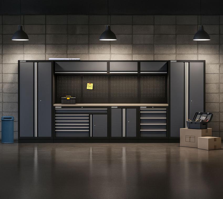 FEISTOS Werkstatteinrichtung Apollo 25 | Metall Werkzeugschrank mit Werkbank & Lochwand 