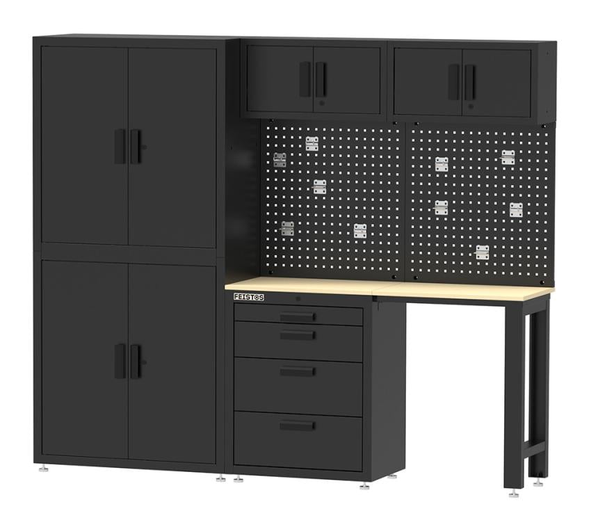 FEISTOS Werkstatteinrichtung | Werkzeugschrank Monos | Schwarz | 223x46x190 cm 
