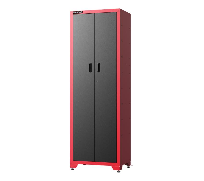 FEISTOS Werkstatteinrichtung | Flügeltür Hochschrank Juno Solo | Rot/Schwarz | 66x46x198 cm 