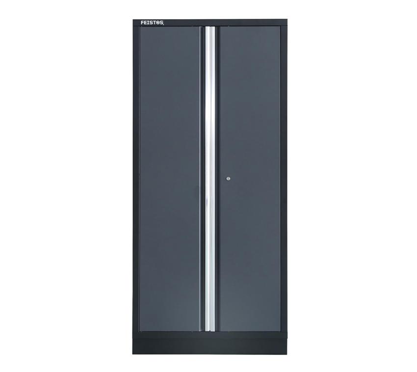 B-Ware FEISTOS Werkstatteinrichtung | Flügeltür Hochschrank Apollo Solo 2 | Grau/Schwarz | 46x92x200 cm 