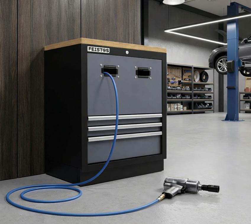 FEISTOS Apollo Hydra | Werkstattschrank für 2 Schlauch- und Kabeltrommeln 