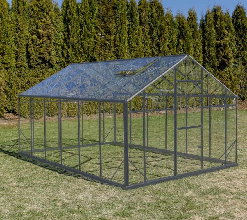 Gampre Aluminium Gewächshaus Sanus XL | Grau | 290x290x225 cm 