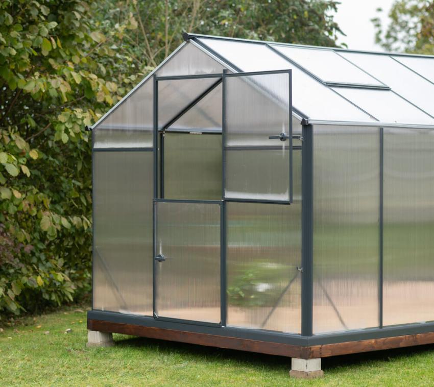 Gampre Aluminium Gewächshaus Set Sanus XL12 | Anthrazit | 430x290x225 cm 