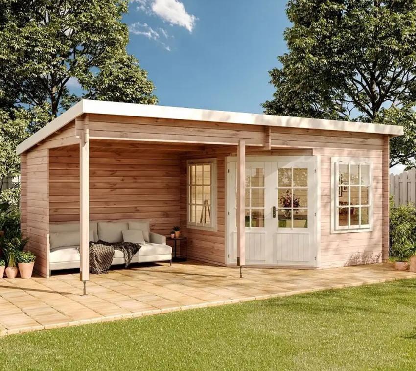 Alpholz Holz Gartenhaus Carl 28 | Natur | 339x600x235 cm 