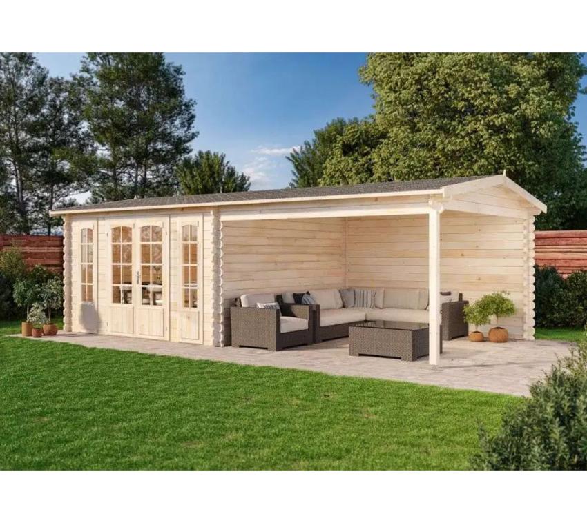 Alpholz Holz Gartenhaus Freiburg 44 ISO | Natur | 399x755x270 cm 