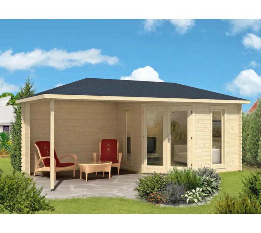Alpholz Holz Gartenhaus 5-Eck Liwa natur 312x608x260 cm 