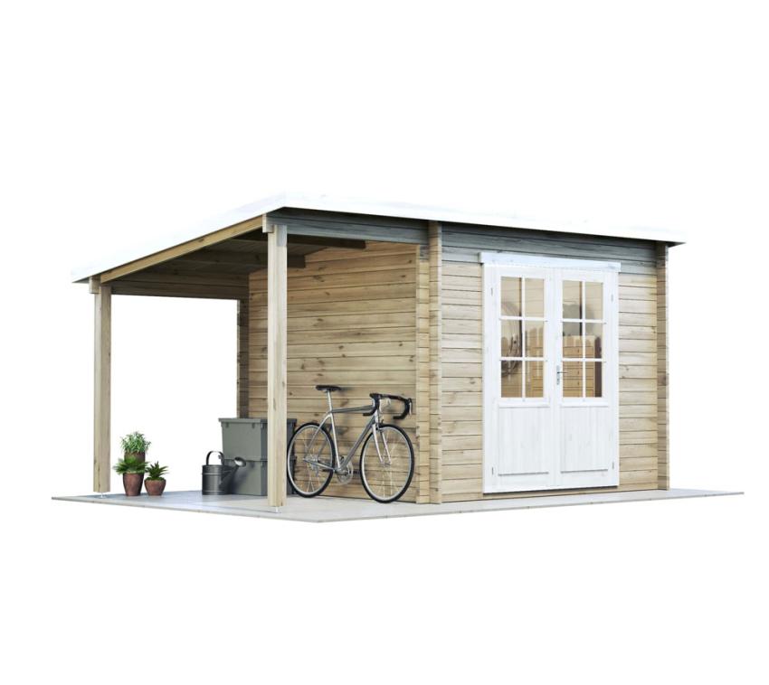 Alpholz Holz Gartenhaus Maria mit Schleppdach natur 250x450x220 cm 