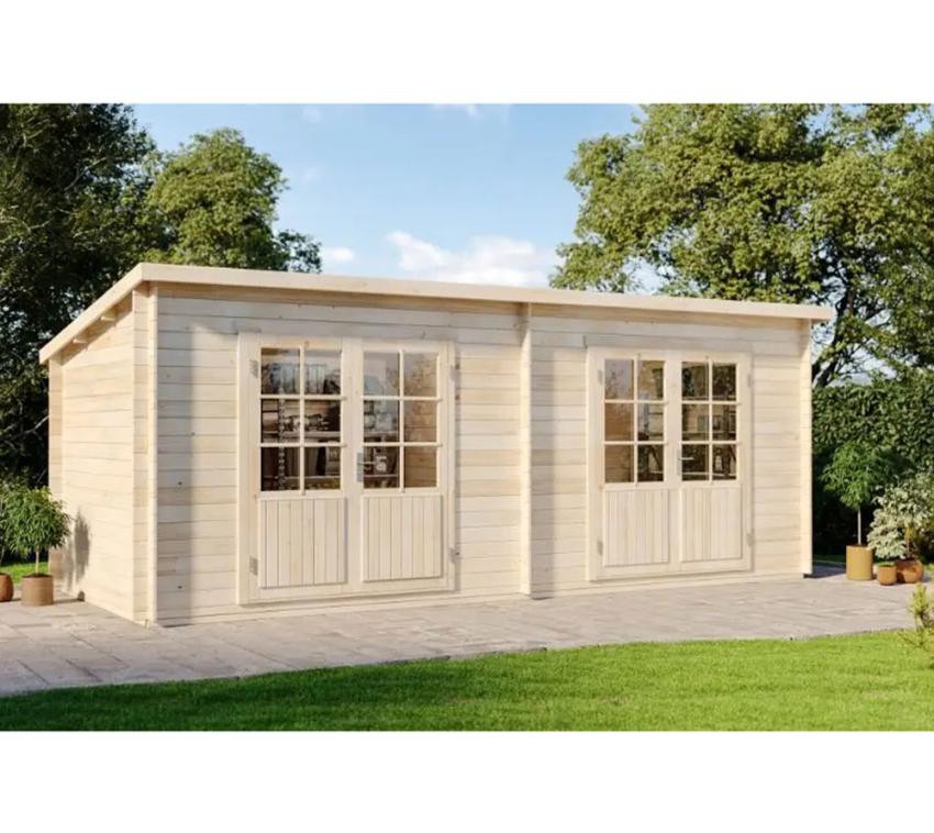 Alpholz Holz Gartenhaus Maria Twin | Natur | 601x275x220 cm 