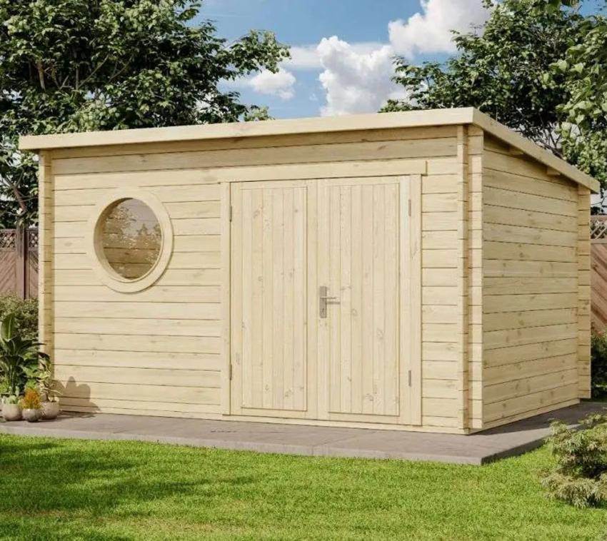 Alpholz Holz Gartenhaus Maria Rondo 44 B | Natur | 325x400x220 cm 