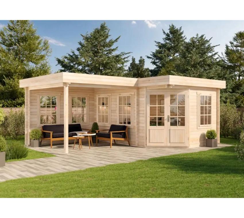 Alpholz Holz 5-Eck Gartenhaus Pepe | Natur | 462x618x236 cm 
