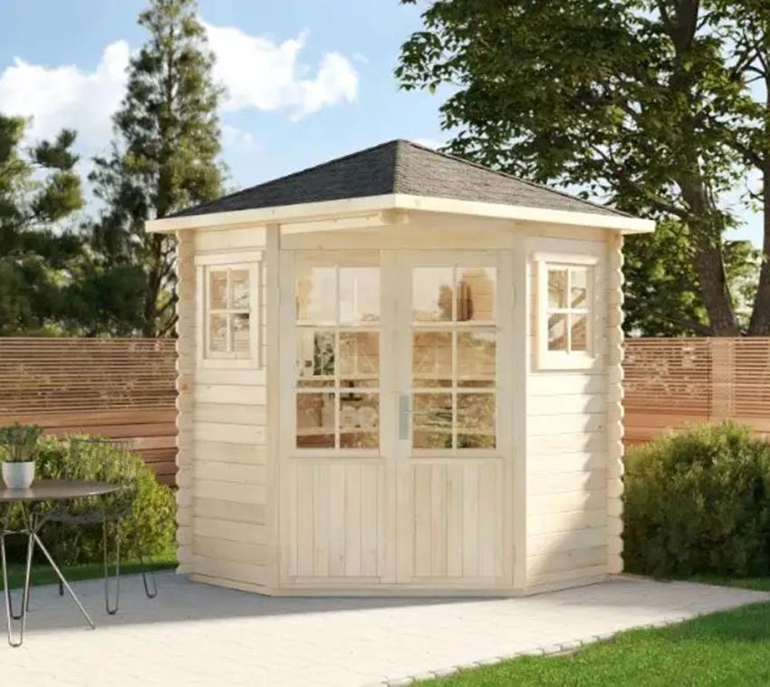 Alpholz Holz Gartenhaus 5-Eck Sunny-A | Natur | 225x225x255 cm 
