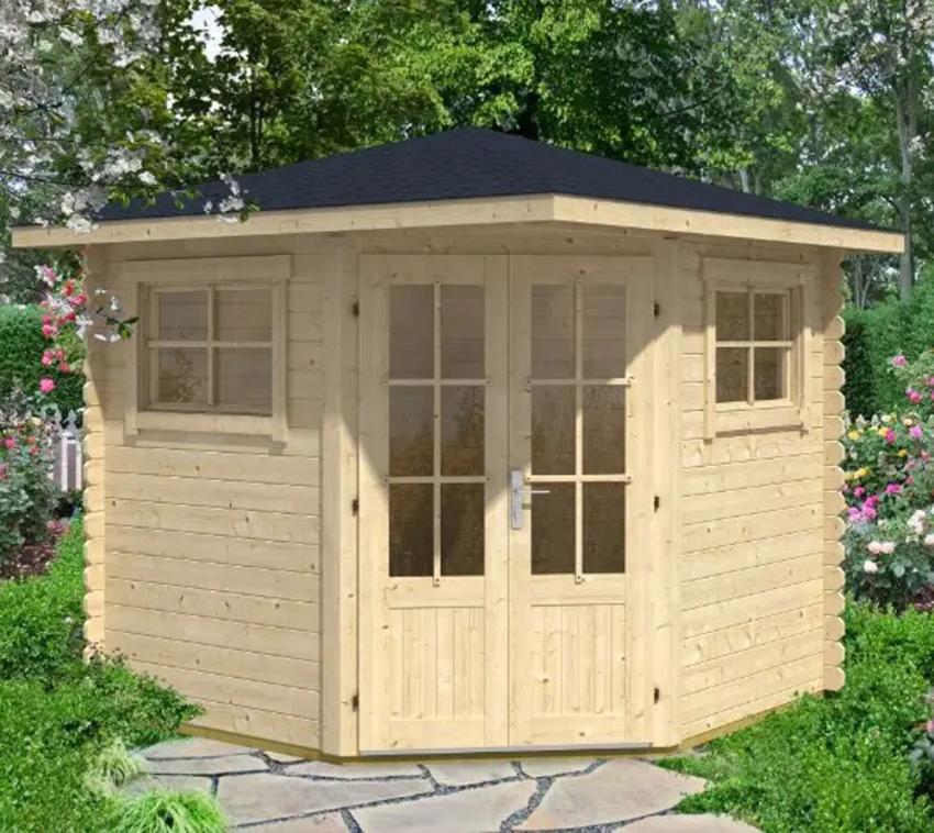 Alpholz Holz Gartenhaus 5-Eck Sunny-B | Natur | 275x275x258 cm 