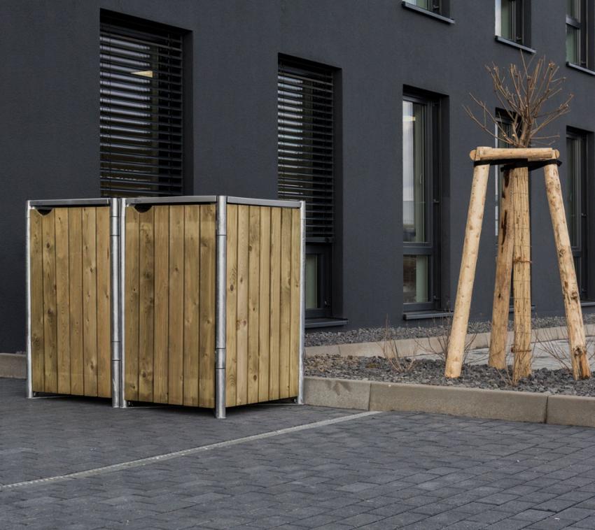 Hide Holz Mülltonnenbox für 2 Mülltonnen 240 Liter natur 80x139x115 cm 