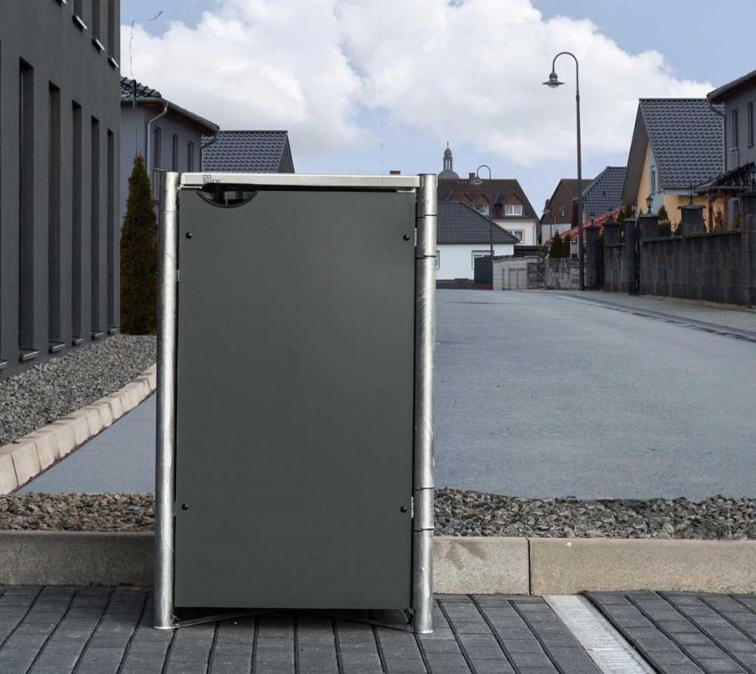 Hide Metall Mülltonnenbox für 1 Mülltonne 120 Liter | Grau | 64x61x115 cm 