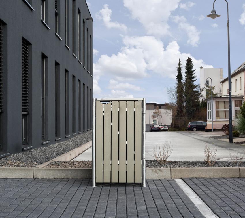 Hide Holz Mülltonnenbox für 1 Mülltonne 120 Liter | Grau | 64x61x115 cm 