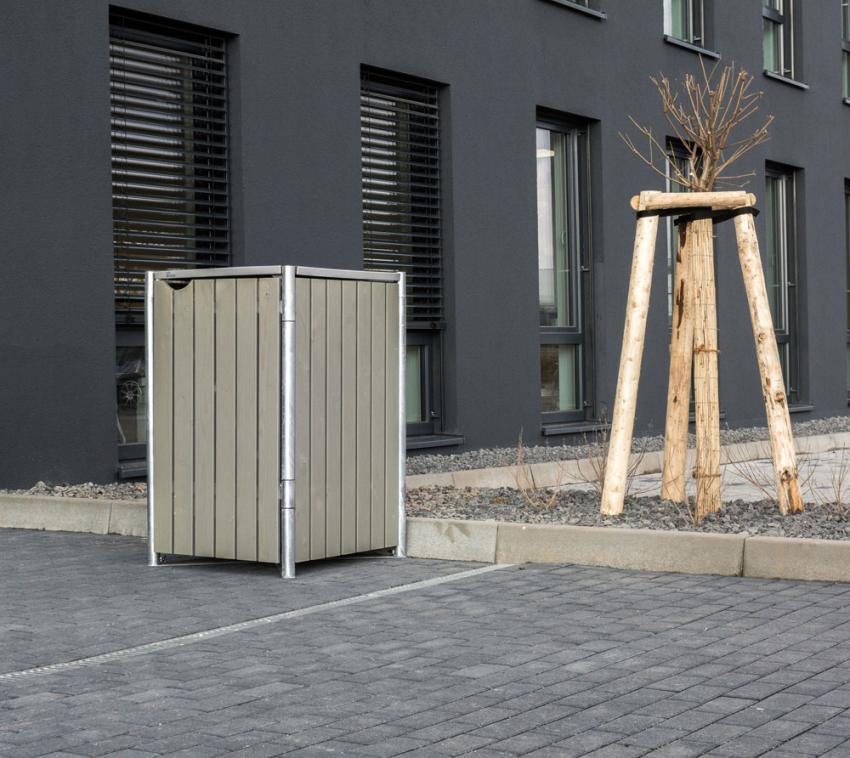 Hide Holz Mülltonnenbox für 1 Mülltonne 140 Liter grau 63x60x115 cm 