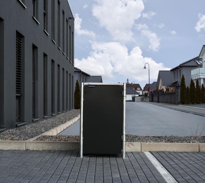 B-WARE Hide Metall Mülltonnenbox für 1 Mülltonne 240 Liter | Schwarz | 81x70x115 cm 