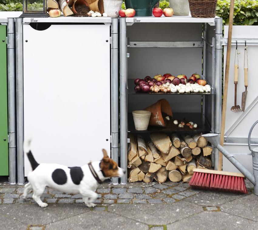 Hide Stahlblech Regalsystem 3-Fach Mülltonnenboxen 240 Liter 