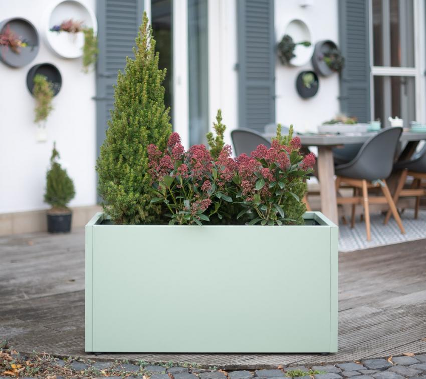 Herstera Garden Metall Pflanzkübel Cube | Grün | 100x50x50 cm 