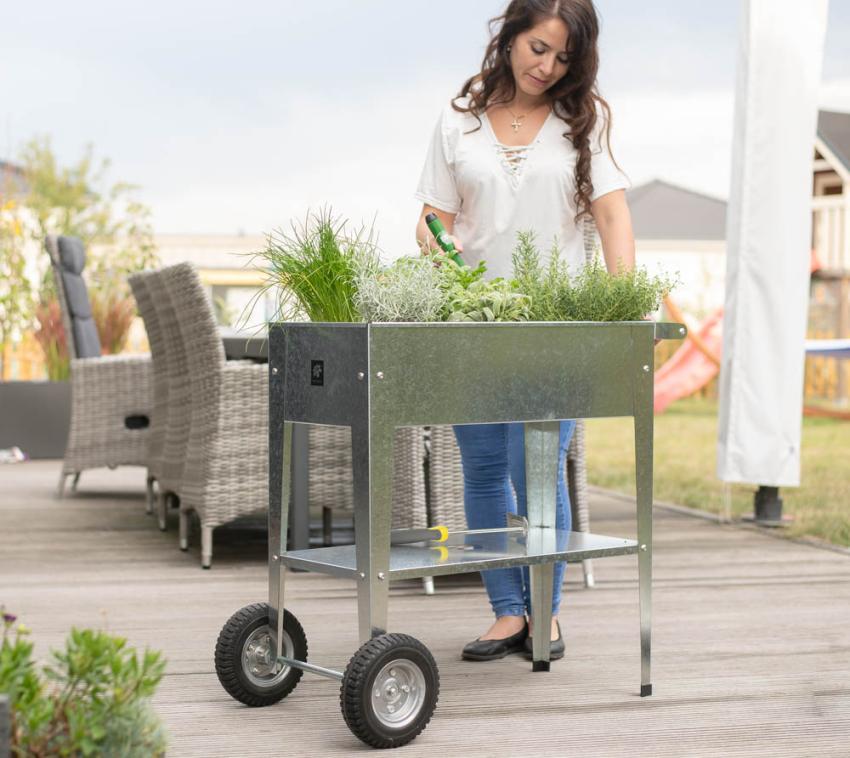 B-WARE Herstera Garden Metall Hochbeet Barcelona | Silber | 85x35x80 cm 