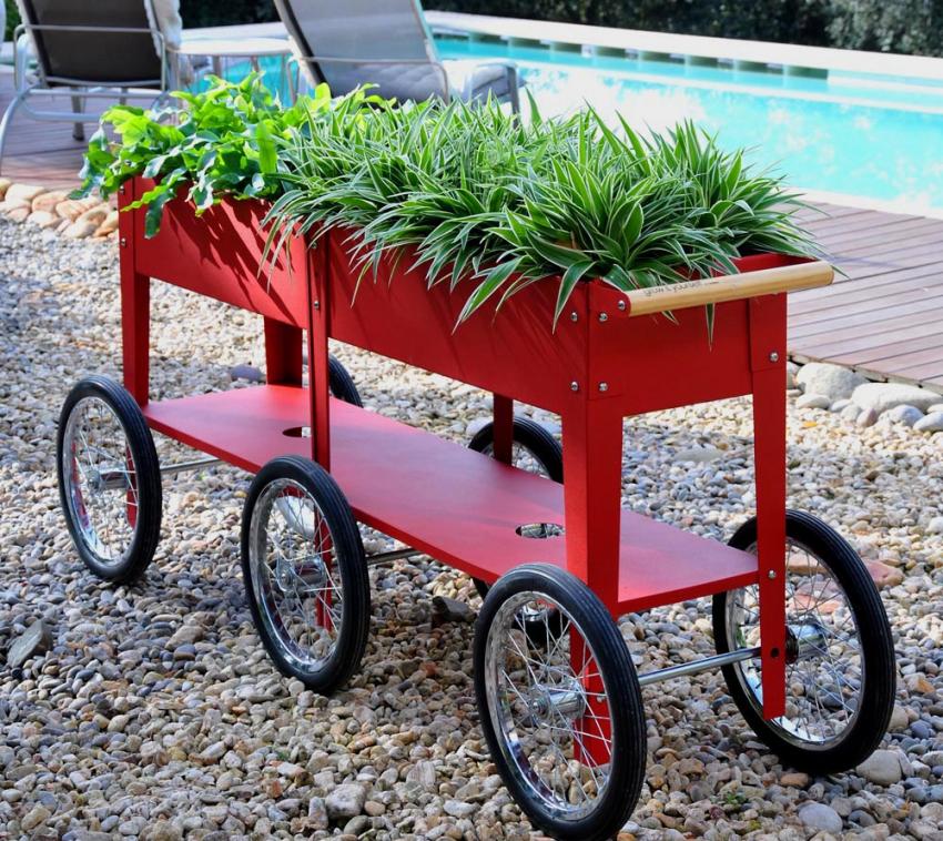 Herstera Garden Metall Hochbeet Wheels | Rot | 186x50x80 cm 