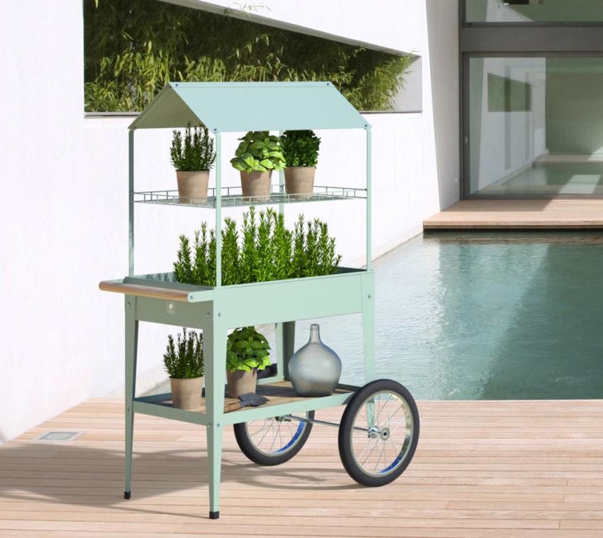 B-WARE Herstera Garden Metall Hochbeet mit Dach Expert | Kaktusgrün | 85x65x150 cm 