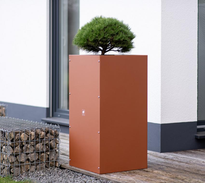 B-WARE Herstera Garden Metall Pflanzkübel Cube | Braun | 50x50x100 cm 