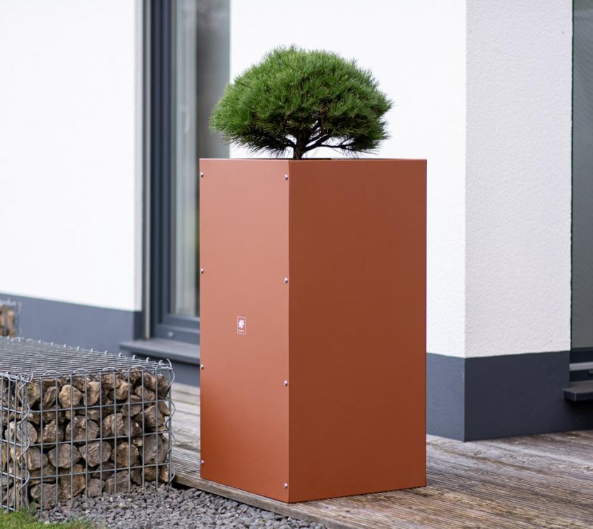 Herstera Garden Metall Pflanzkübel Cube | Rost | 50x50x100 cm 