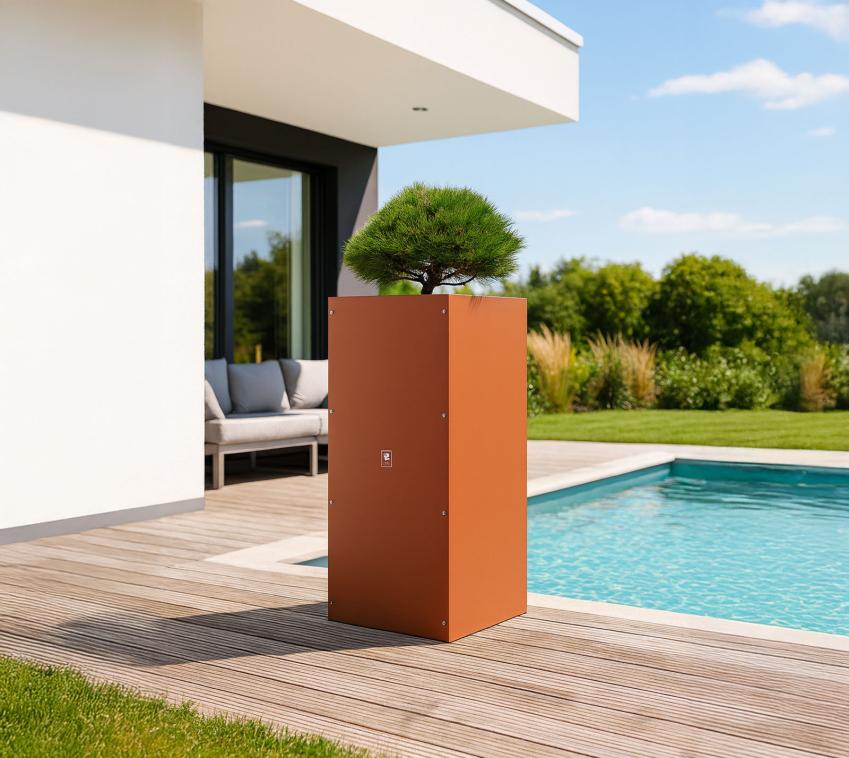 Herstera Garden Metall Pflanzkübel Cube | Rost | 50x50x100 cm 