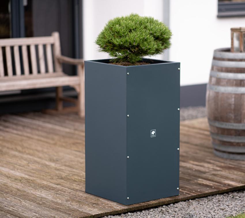 B-WARE Herstera Garden Metall Pflanzkübel Cube | Anthrazit | 50x50x100 cm 