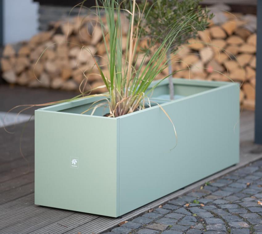 Herstera Garden Metall Pflanzkübel Cube | Grün | 150x50x50 cm 