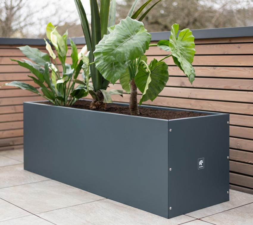 Herstera Garden Metall Pflanzkübel Cube | Anthrazit | 150x50x50 cm 