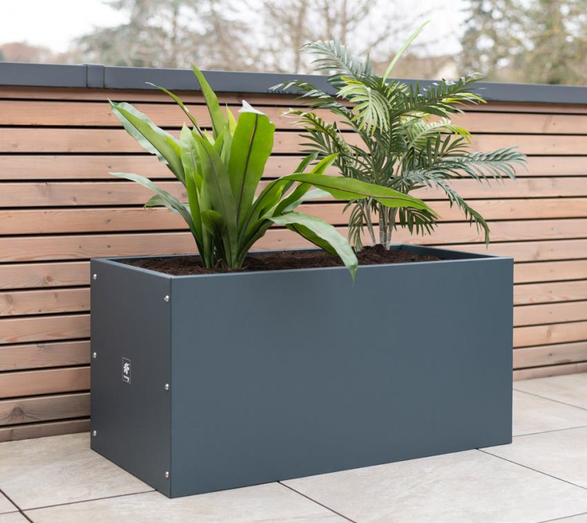 B-WARE Herstera Garden Metall Pflanzkübel Cube | Anthrazit | 100x50x50 cm 