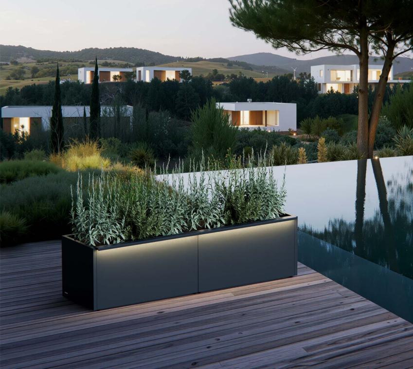 Herstera Garden Cube 50 M Plus | Outdoor Pflanzkübel mit LED | 2er-Set | je 250 L 