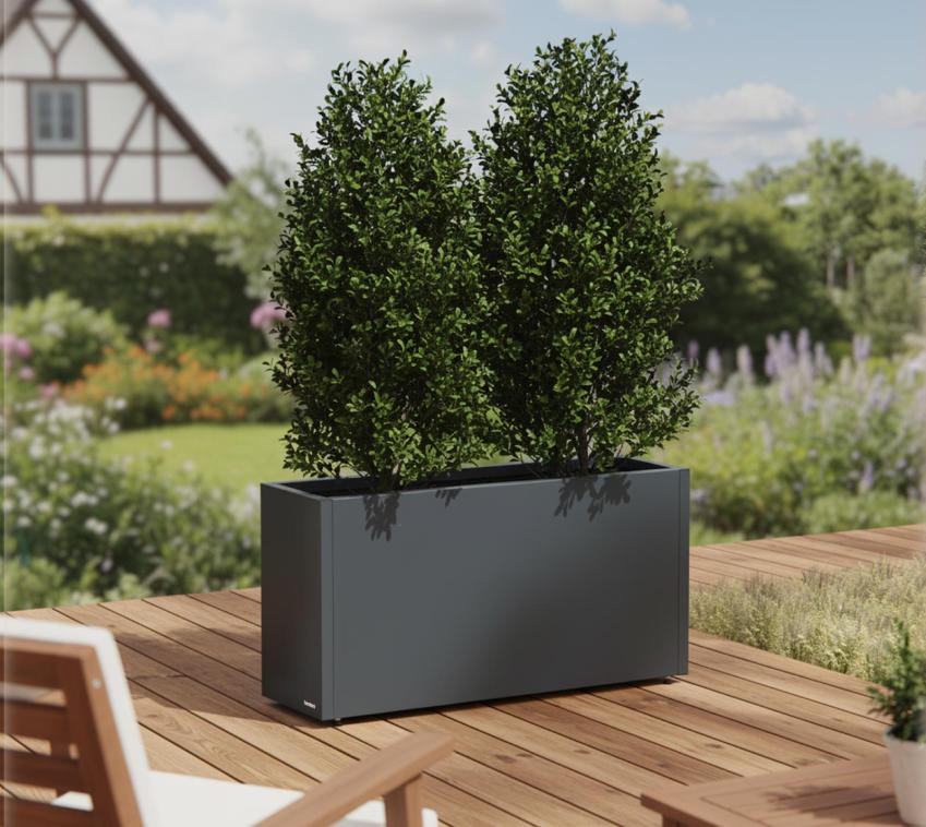 Herstera Garden Cube 30 M | hoher Pflanzkübel rechteckig | Anthrazit | 150 L 