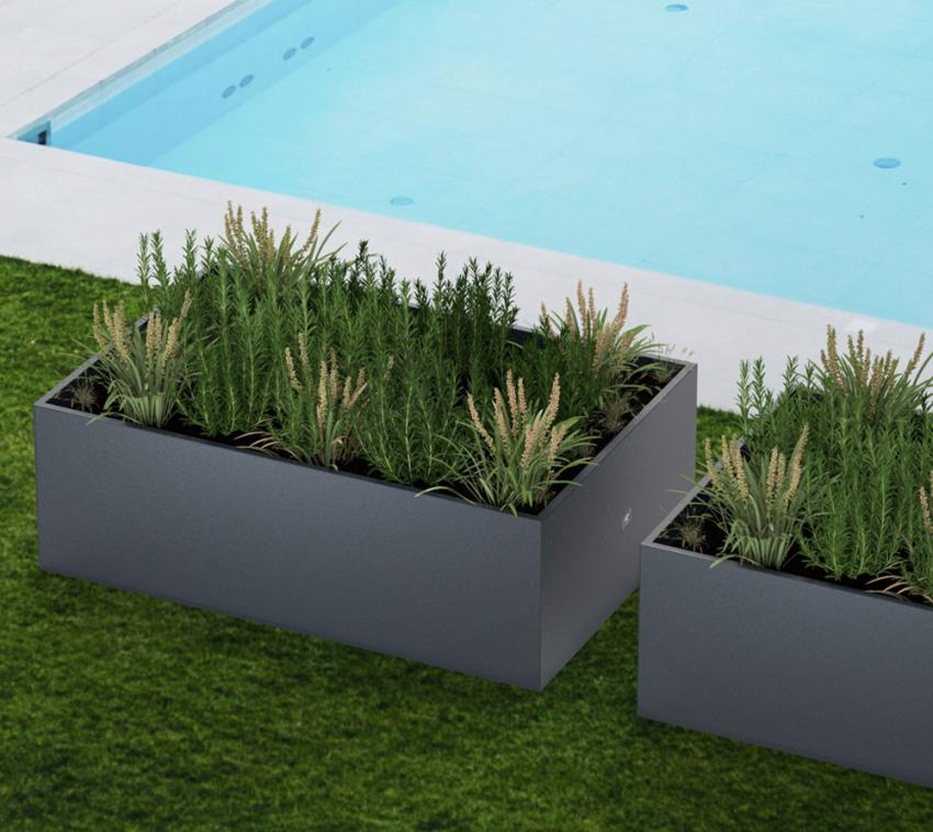 Herstera Garden Metall Pflanzkübel Cube | Anthrazit | 150x100x50 cm 