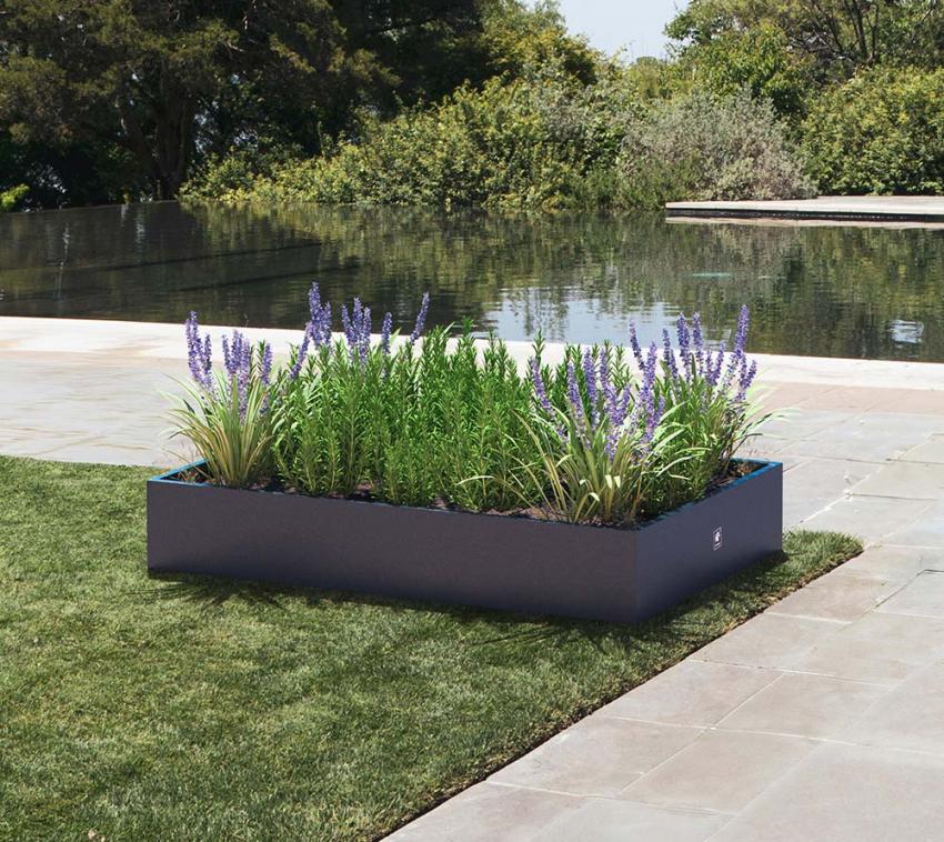 Herstera Garden Metall Pflanzkübel Cube | Anthrazit | 150x100x25 cm 