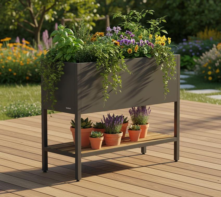 Herstera Garden Metall Deco Hochbeet | Anthrazit | 100x40x80 cm 