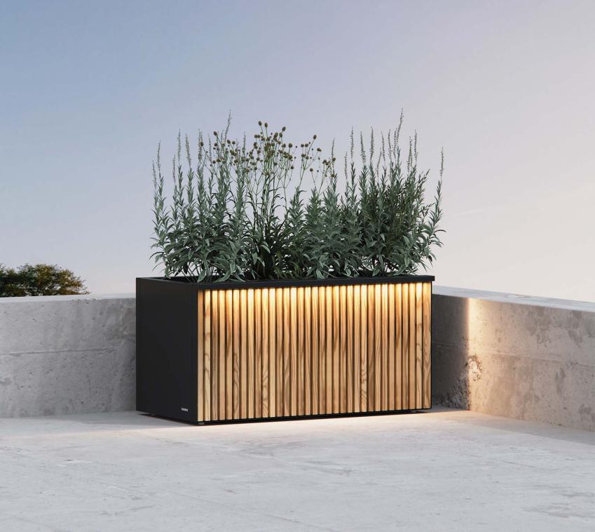 Herstera Garden Deco Planter 50 L Plus | Pflanzkübel rechteckig mit LED | 250 L 