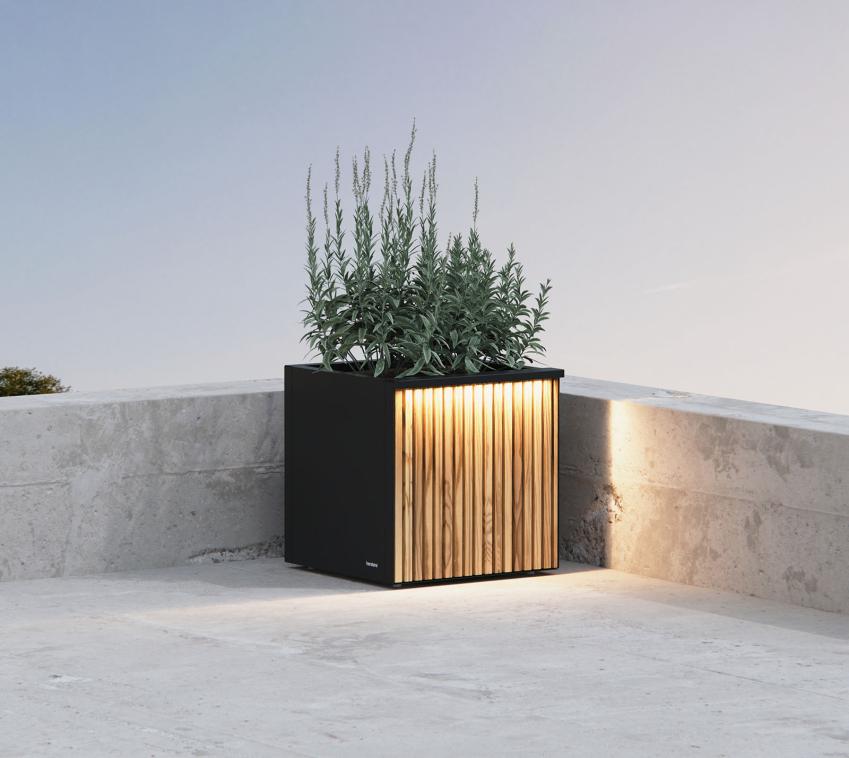 Herstera Garden Deco Planter Cube S Plus | Pflanzkübel quadratisch mit LED | 125 L 