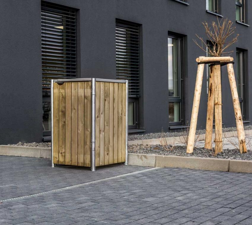 Hide Holz Mülltonnenbox für 1 Mülltonne 240 Liter | Natur | 81x70x115 cm 