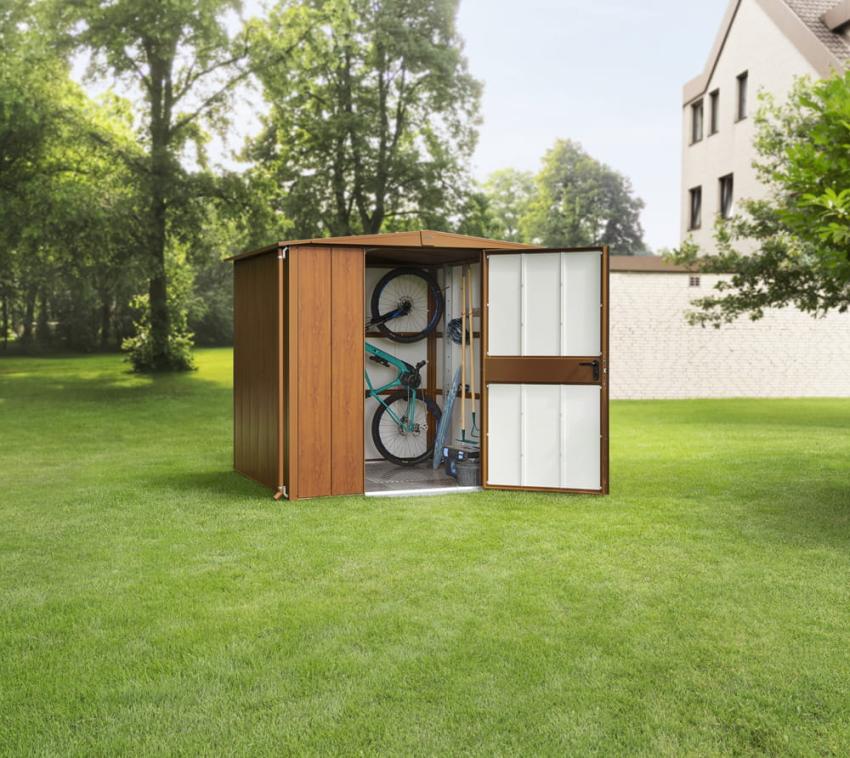 Hörmann Metall Gerätehaus Berry Modern Satteldach | Silber | 114x245x216 cm 