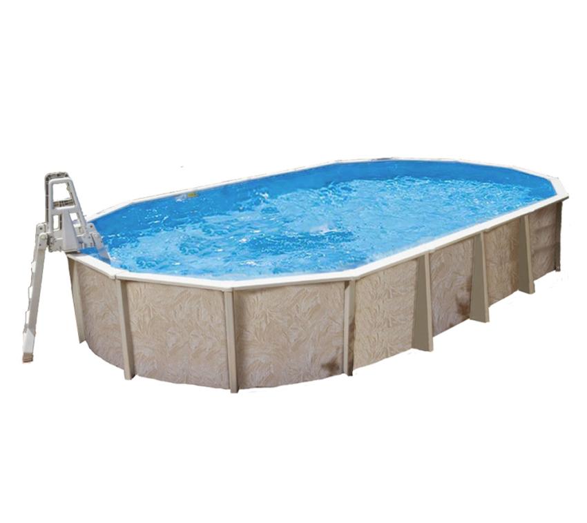 Interline Summer Holz Schwimmbad Diana Set 3 | Blau | 850x490x132 cm Inkl. 5 teiliges Zubehörpaket und Winterabdeckung