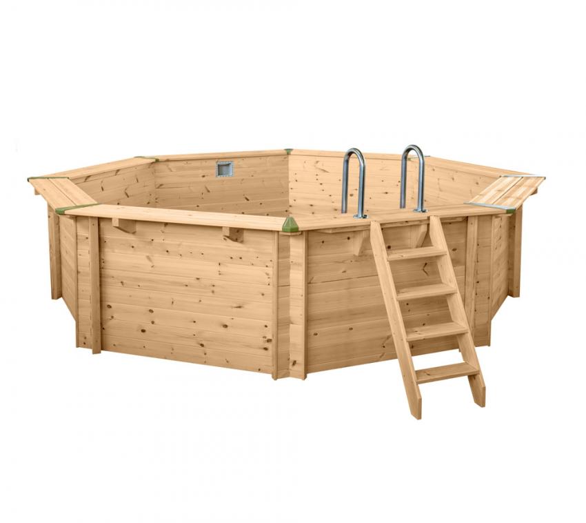 Interline Summer Holz Schwimmbad Bali Set 1 natur Ø530x136 cm Set 1 inkl. Sommerabdeckung