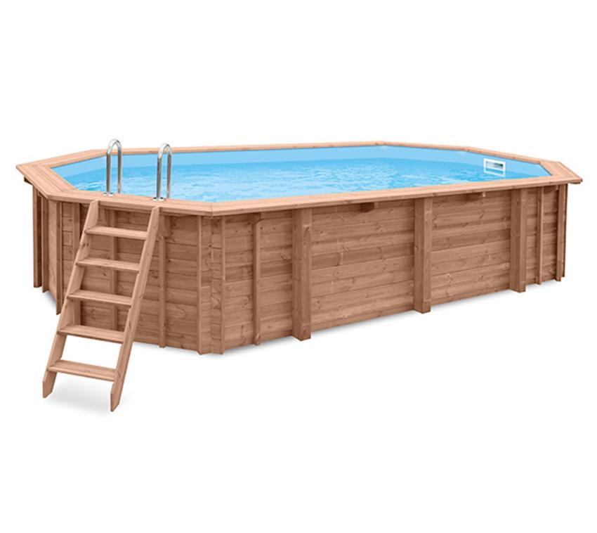 Interline Summer Holz Schwimmbad Bali Set 1 | Blau | 580x350x136 cm Inkl. Sommerabdeckung