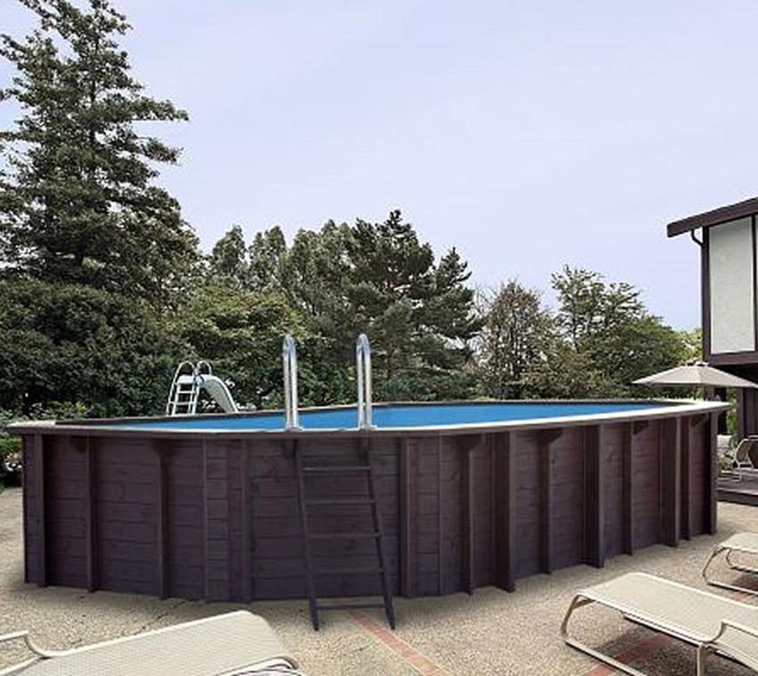Interline Summer Holz Schwimmbad Bali Set 2 | Braun | 790x435x138 cm inkl. Winterabdeckung