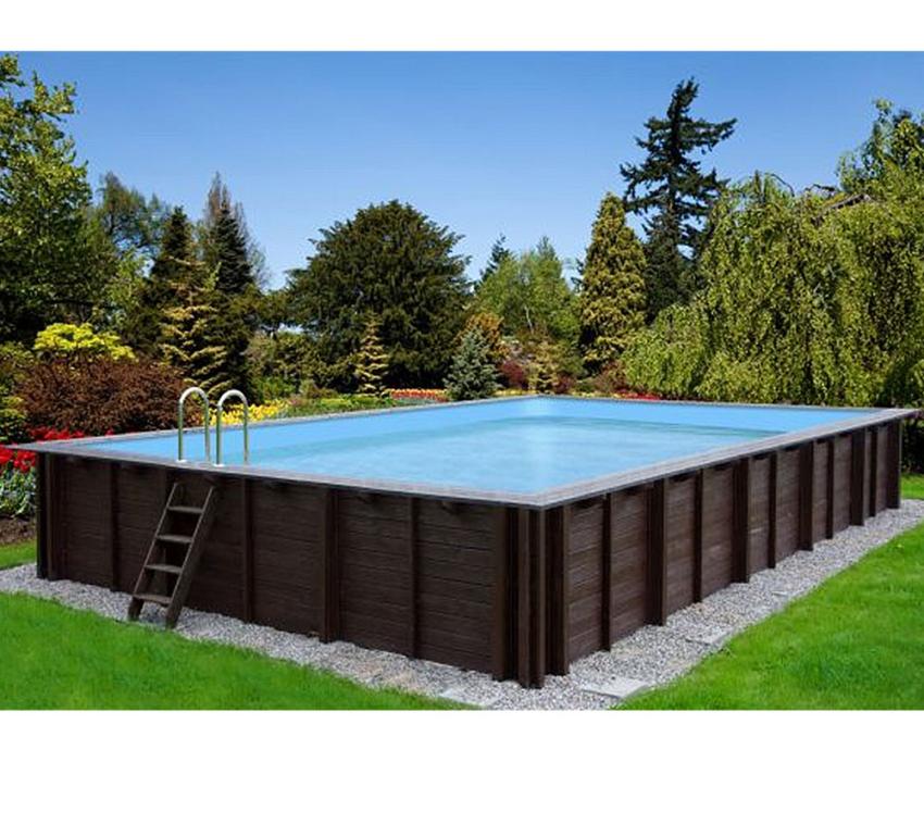 Interline Summer Holz Schwimmbad Bali Set 3 | Blau | 734x346x138 cm Inkl. 5 teiliges Zubehörpaket und Winterabdeckung