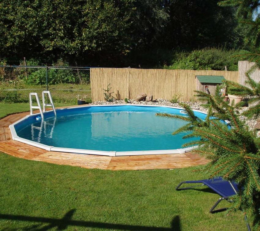 Interline Summer Stahl Schwimmbad Sunlake Set 3 | Blau | 360x360x132 cm inkl. 5 teiliges Zubehörpaket und Winterabdeckung