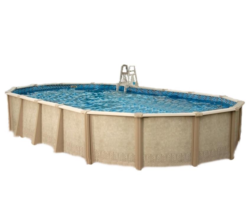 Interline Summer Stahl Schwimmbad Sunlake Set 3 | Blau | 730x360x132 cm Inkl. 5 teiliges Zubehörpaket und Winterabdeckung