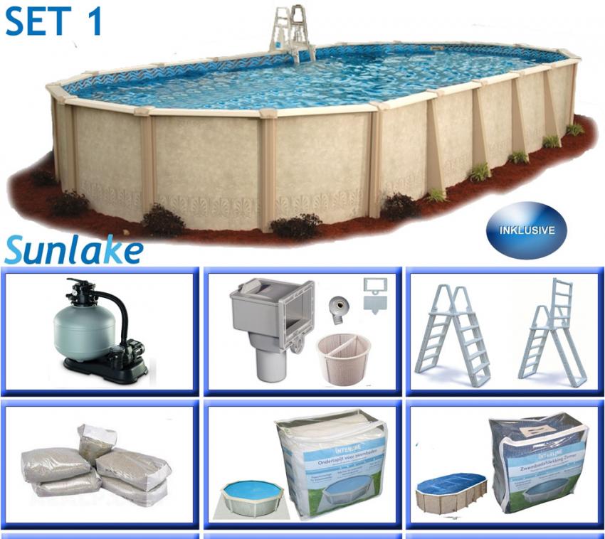 Interline Summer Stahl Schwimmbad Sunlake Set 1 blau 850x490x132 cm Basic Set